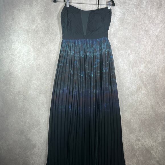 Silence + Noise Fortuna Maxi Dress‎ Womens 2 Black Ombre Strapless Goth Witchy - Picture 1 of 10